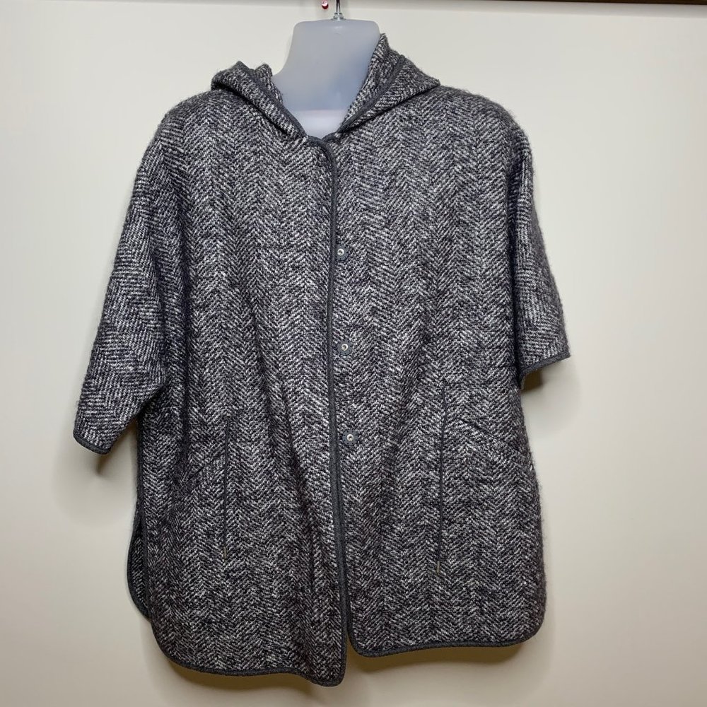 Fabiana Filippi Hooded Cape Poncho Grey Gray